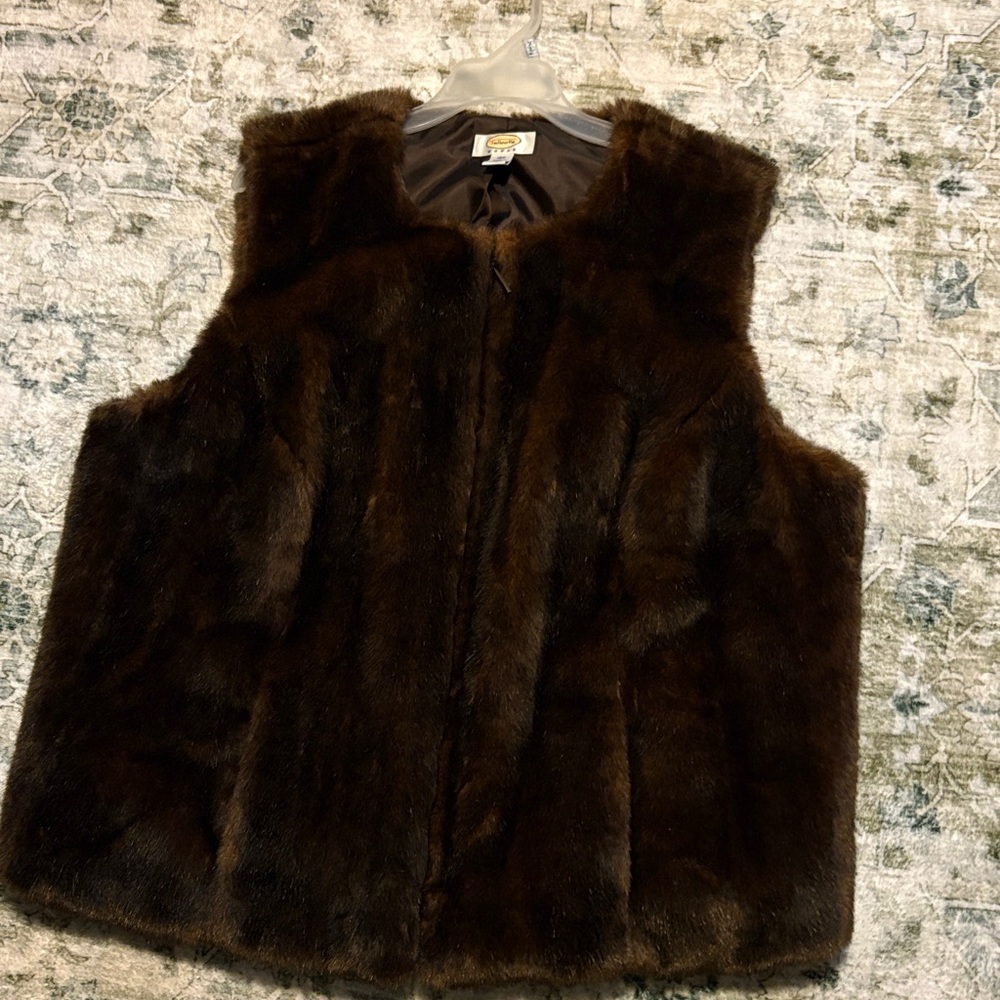 Talbots Luxurious Brown Faux Fur Vest
